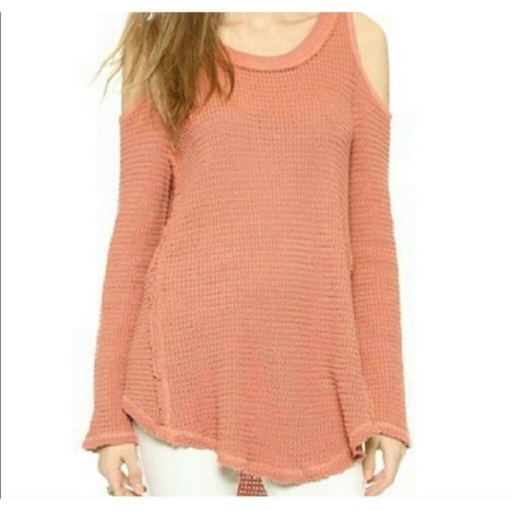 FREE PEOPLE Rust Waffle SUNRISE THERMAL TOP Cold Shoulder Women’s Size XS